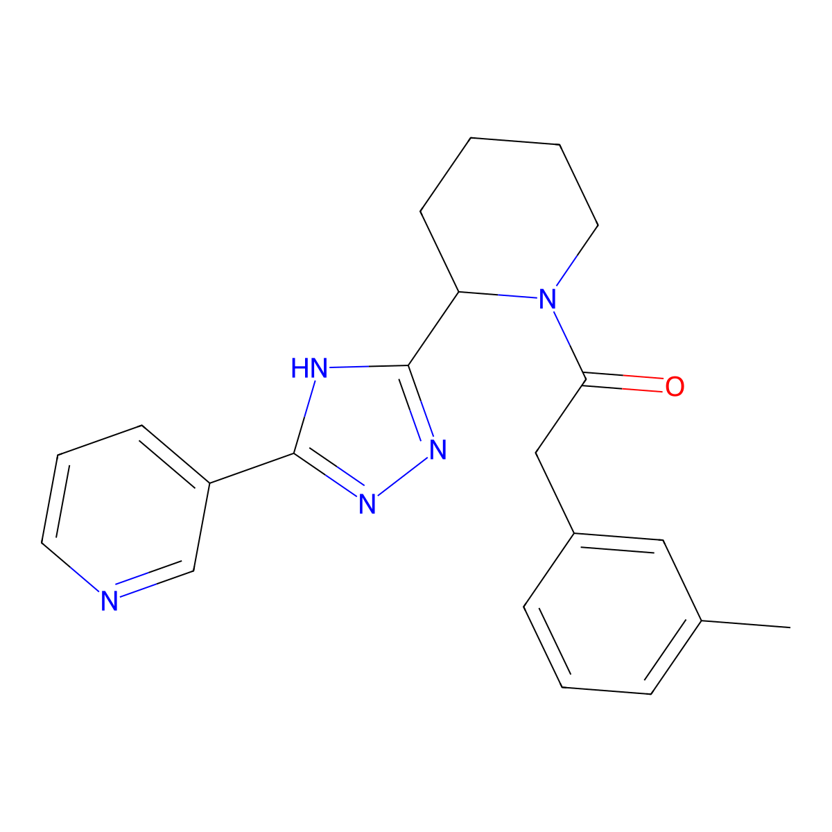 2-(3-Methylphenyl)-1-{2-[5-(pyridin-3-YL)-4H-1,2,4-triazol-3-YL]piperidin-1-YL}ethan-1-one molecular structure, CAS 2096209-17-3