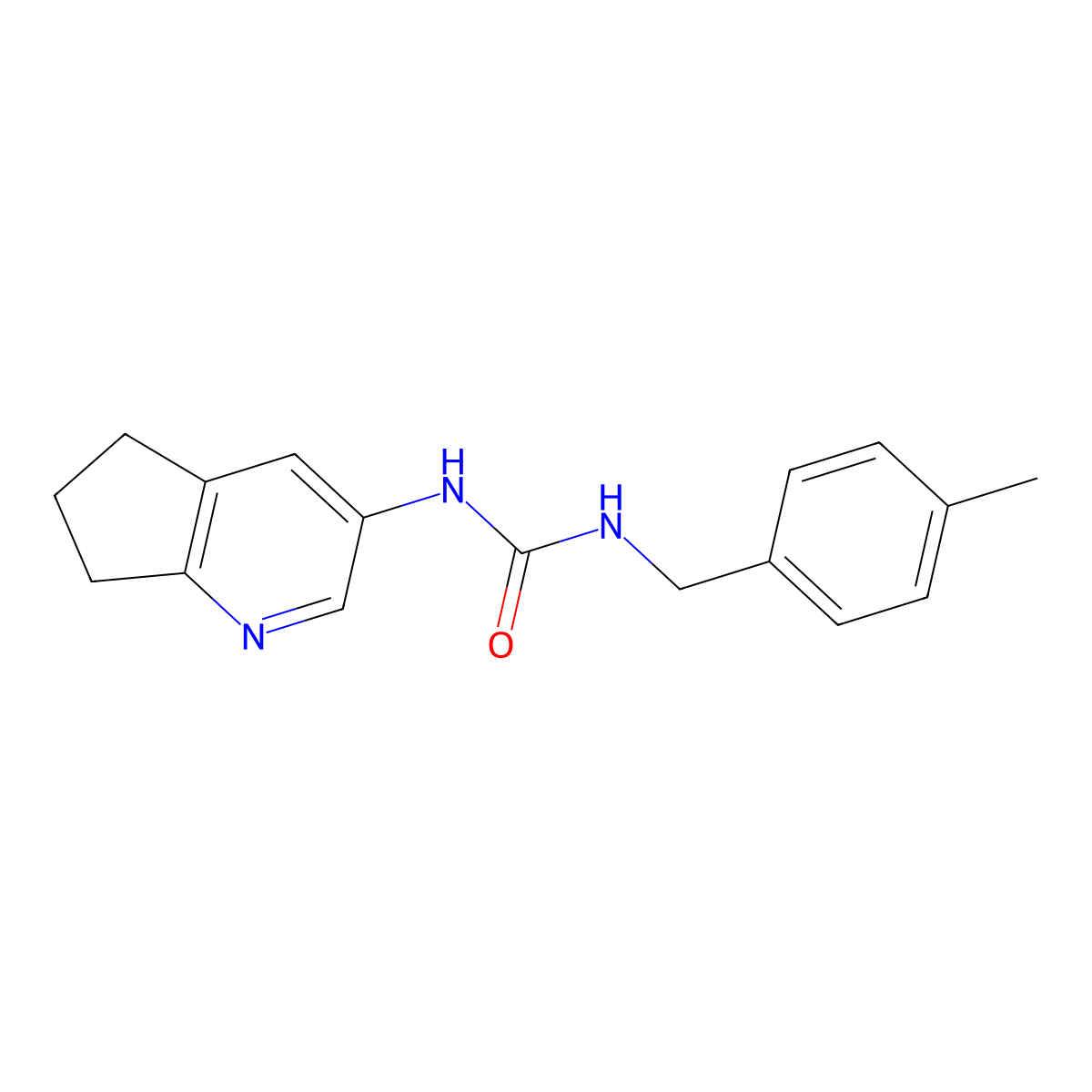 1-(6,7-Dihydro-5H-cyclopenta[b]pyridin-3-yl)-3-(4-methylbenzyl)urea molecular structure, CAS 2096216-17-8