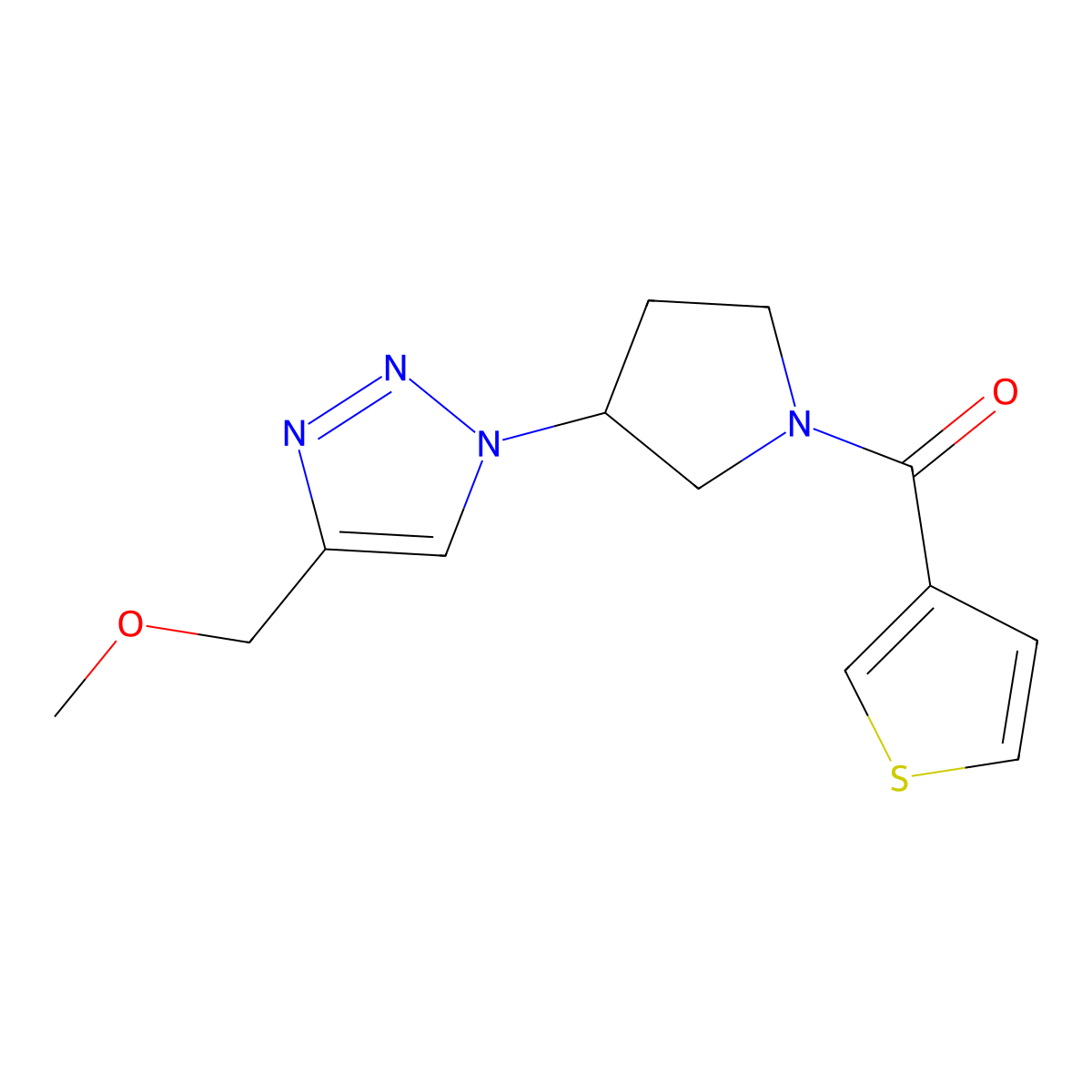 4-(methoxymethyl)-1-[1-(thiophene-3-carbonyl)pyrrolidin-3-yl]-1H-1,2,3-triazole molecular structure, CAS 2096300-23-9