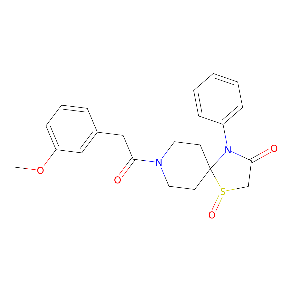 8-[2-(3-Methoxyphenyl)acetyl]-4-phenyl-1lambda-thia-4,8-diazaspiro[4.5]decane-1,3-dione molecular structure, CAS 2096317-56-3