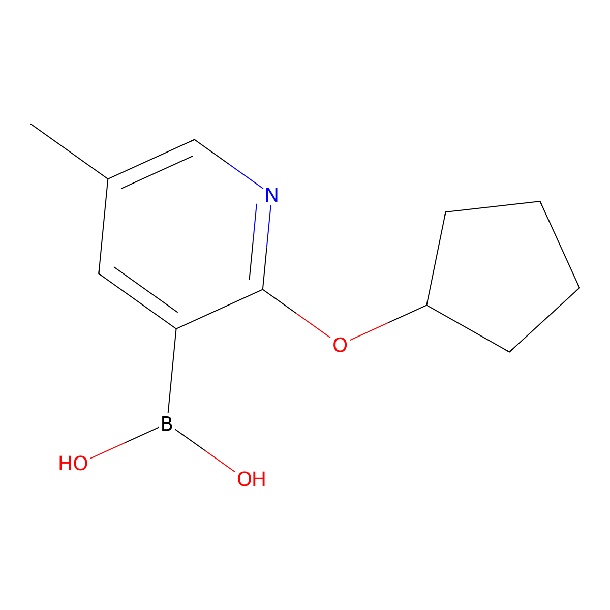 2-(Cyclopentyloxy)-5-methylpyridine-3-boronic acid molecular structure, CAS 2096329-56-3