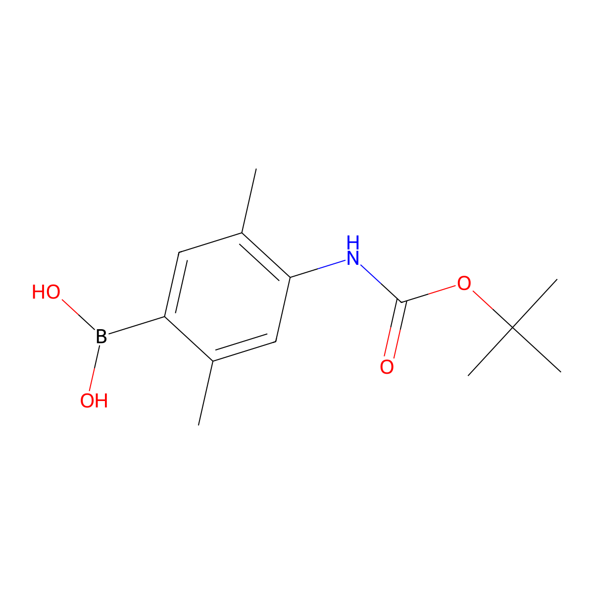 (4-BOC-Amino)-2,5-dimethylphenylboronic acid molecular structure, CAS 2096329-63-2