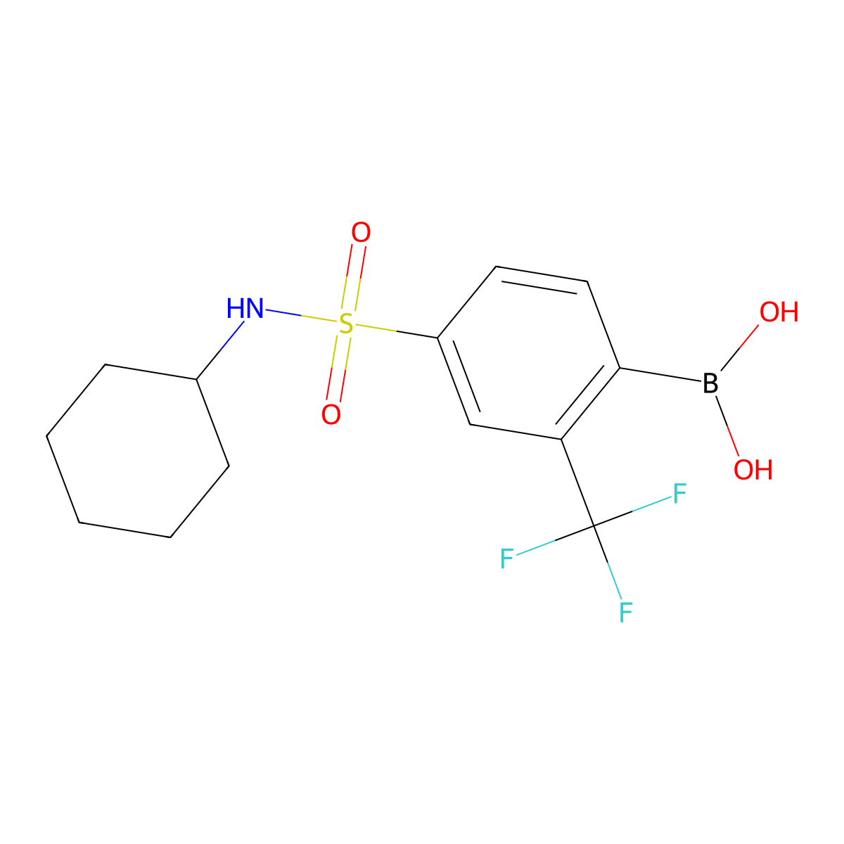 4-(N-Cyclohexylsulfamoyl)-2-trifluoromethylphenylboronic acid molecular structure, CAS 2096329-66-5