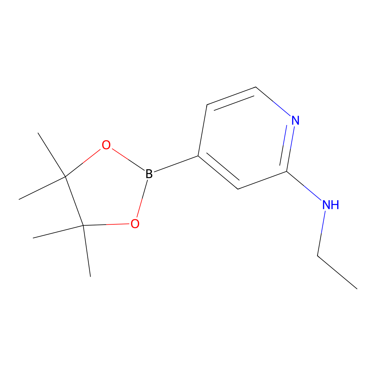 N-Ethyl-4-(4,4,5,5-tetramethyl-1,3,2-dioxaborolan-2-YL)pyridin-2-amine molecular structure, CAS 2096329-80-3
