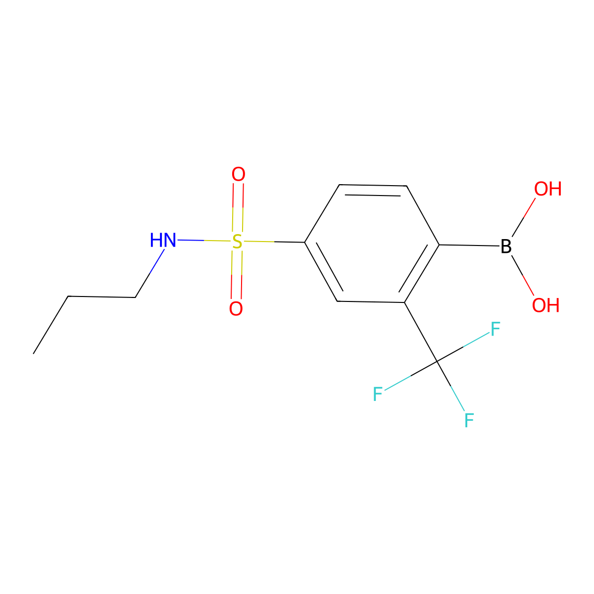 4-(N-Propylsulfamoyl)-2-trifluoromethylphenylboronic acid molecular structure, CAS 2096329-81-4