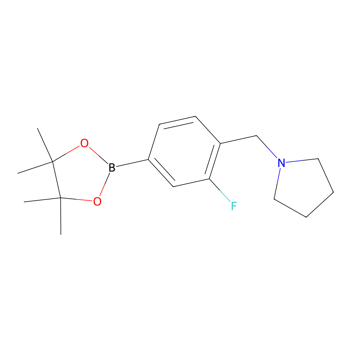 3-Fluoro-4-(pyrrolidinomethyl)phenylboronic acid, pinacol ester molecular structure, CAS 2096329-82-5