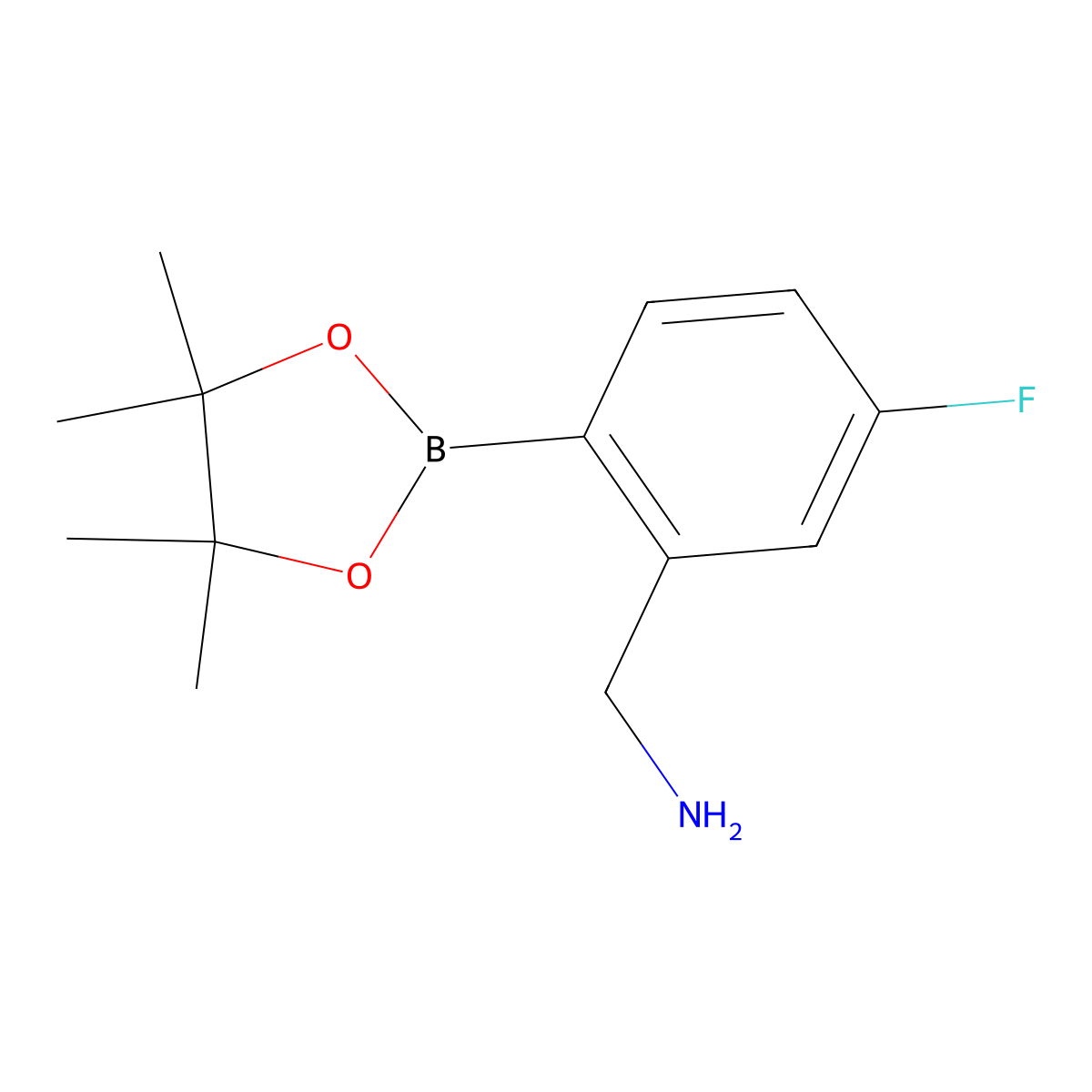 2-Aminomethyl-4-fluorophenylboronic acid, pinacol ester molecular structure, CAS 2096329-84-7