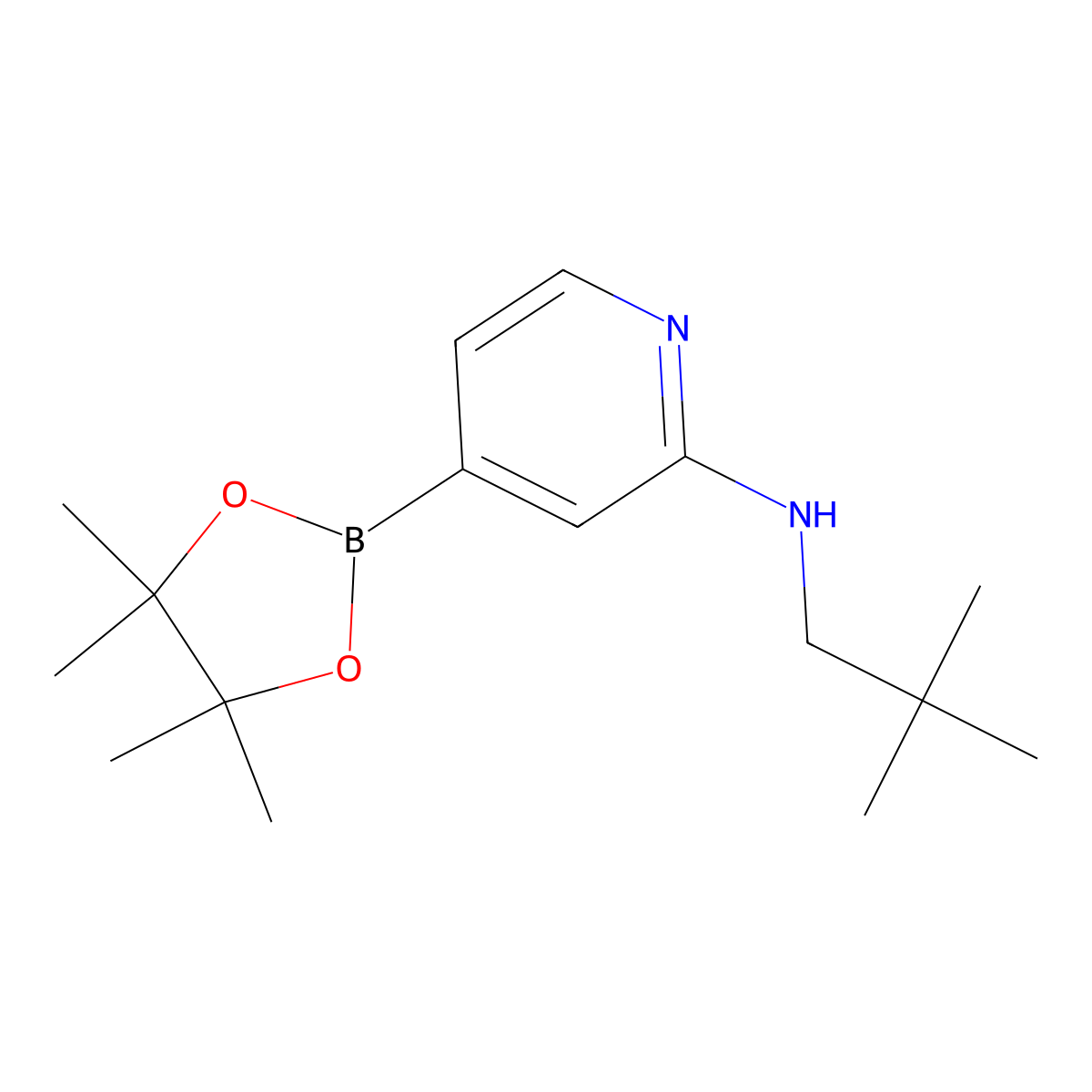 N-Neopentyl-4-(4,4,5,5-tetramethyl-1,3,2-dioxaborolan-2-yl)pyridin-2-amine molecular structure, CAS 2096329-89-2