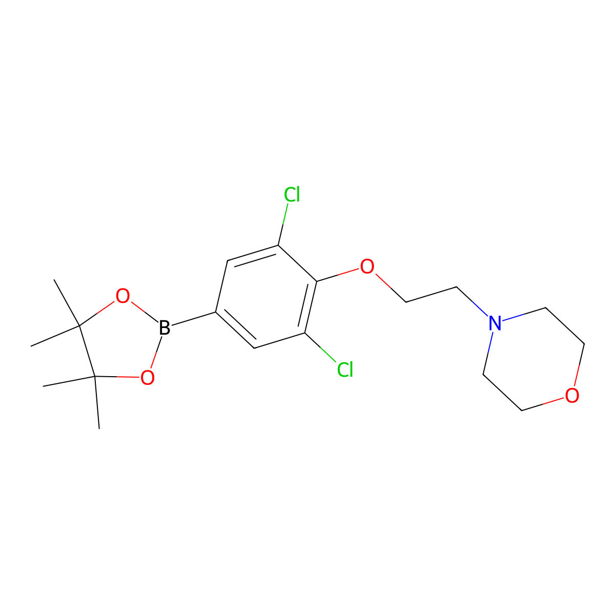 4-(2-Morpholinoethoxy)-3,5-dichlorophenylboronic acid, pinacol ester molecular structure, CAS 2096329-90-5