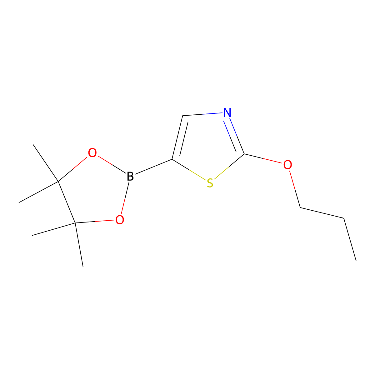 2-(N-Propoxy)thiazole-5-boronic acid pinacol ester molecular structure, CAS 2096329-92-7