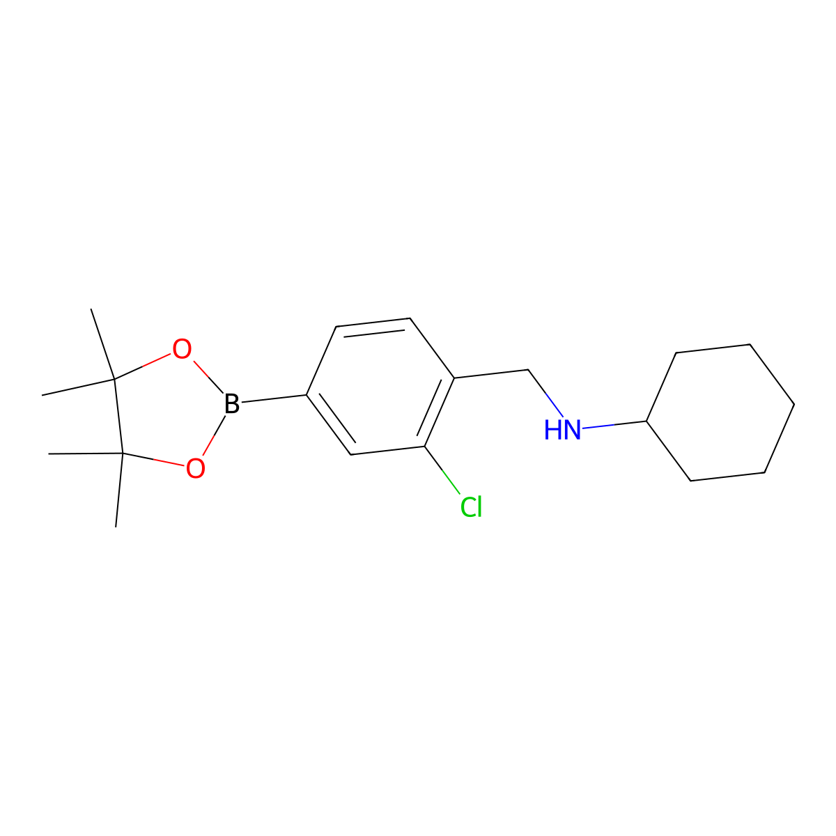 3-Chloro-4-(N-cyclohexylaminomethyl)phenylboronic acid, pinacol ester molecular structure, CAS 2096329-99-4
