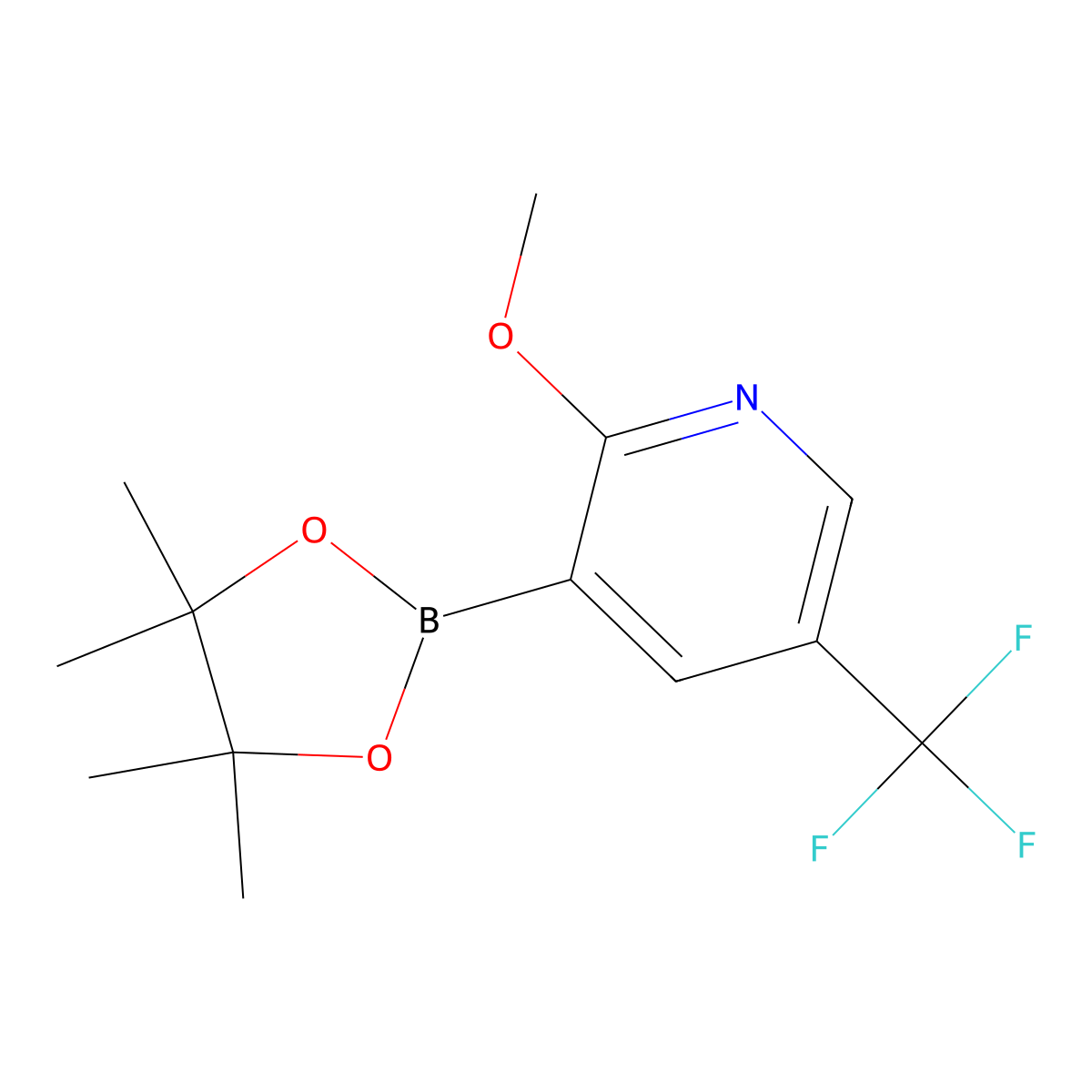2-Methoxy-3-(4,4,5,5-tetramethyl-1,3,2-dioxaborolan-2-YL)-5-(trifluoromethyl)pyridine molecular structure, CAS 2096330-00-4