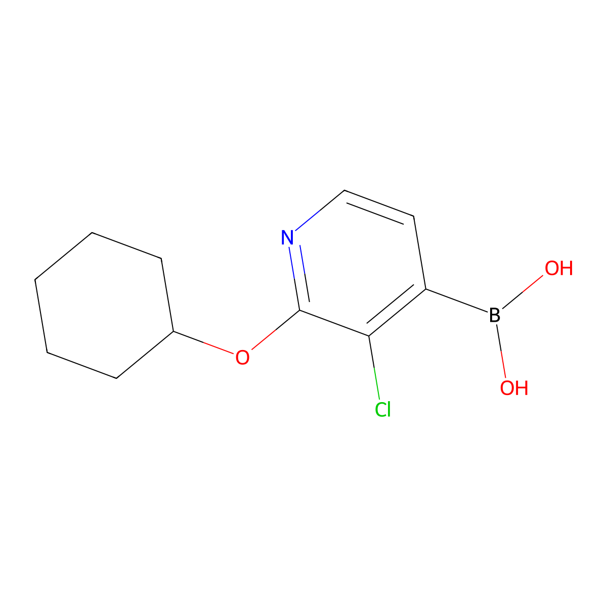 3-Chloro-2-(cyclohexyloxy)pyridine-4-boronic acid molecular structure, CAS 2096330-07-1