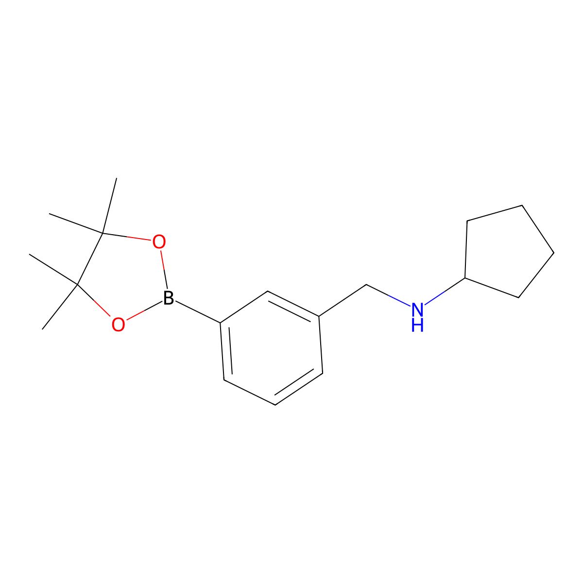 N-[[3-(4,4,5,5-tetramethyl-1,3,2-dioxaborolan-2-yl)phenyl]methyl]cyclopentanamine molecular structure, CAS 2096330-08-2