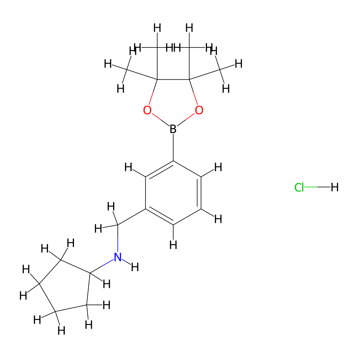3-(N-Cyclopentylaminomethyl)phenylboronic acid, pinacol ester, HCl molecular structure, CAS 2096330-09-3