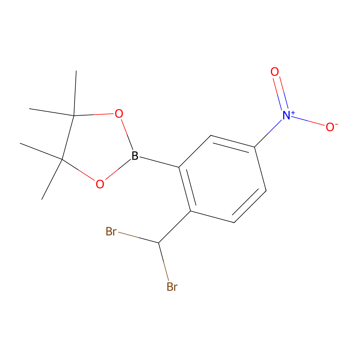 2-(2-(Dibromomethyl)-5-nitrophenyl)-4,4,5,5-tetramethyl-1,3,2-dioxaborolane molecular structure, CAS 2096330-15-1
