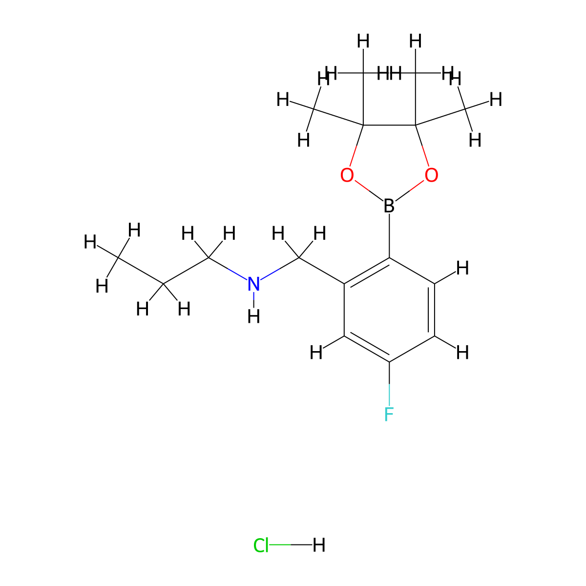 N-(5-Fluoro-2-(4,4,5,5-tetramethyl-1,3,2-dioxaborolan-2-yl)benzyl)propan-1-amine hydrochloride molecular structure, CAS 2096330-19-5