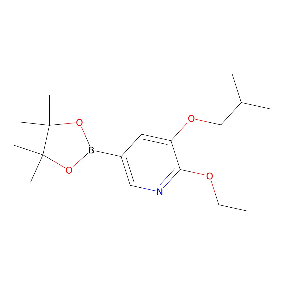 2-Ethoxy-3-isobutoxy-5-(4,4,5,5-tetramethyl-1,3,2-dioxaborolan-2-yl)pyridine molecular structure, CAS 2096330-32-2