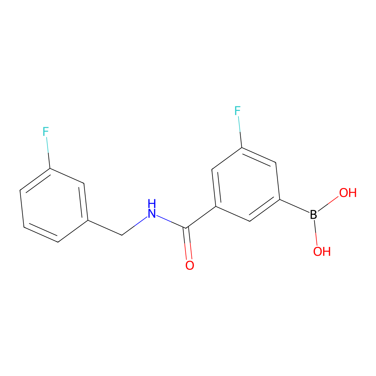 Boronic acid, B-[3-fluoro-5-[[[(3-fluorophenyl)methyl]amino]carbonyl]phenyl]- molecular structure, CAS 2096330-33-3