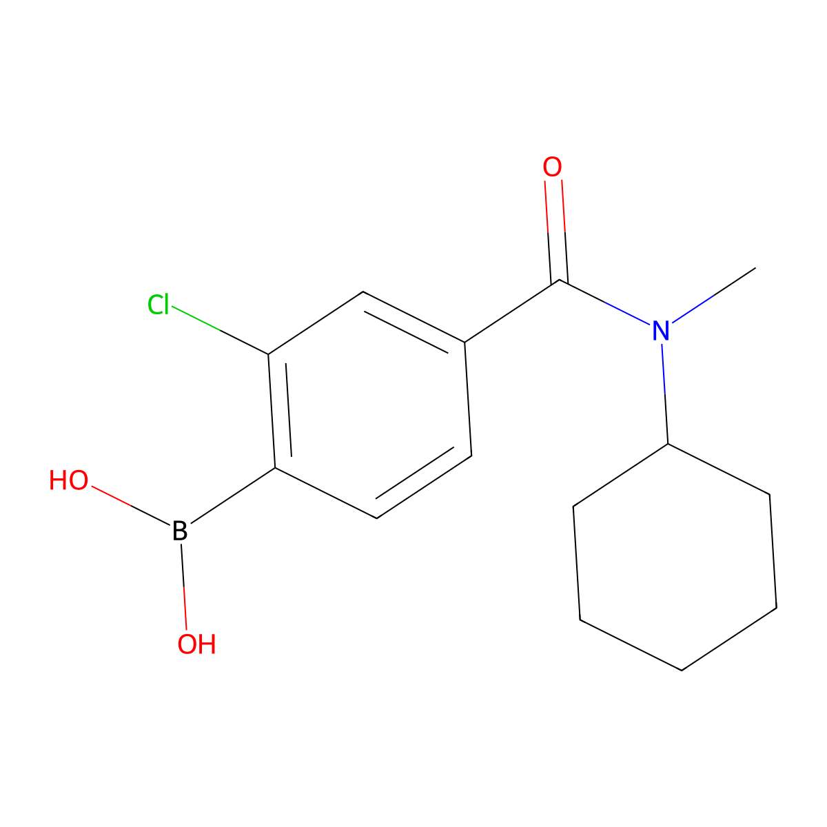 (2-Chloro-4-(cyclohexyl(methyl)carbamoyl)phenyl)boronic acid molecular structure, CAS 2096330-36-6