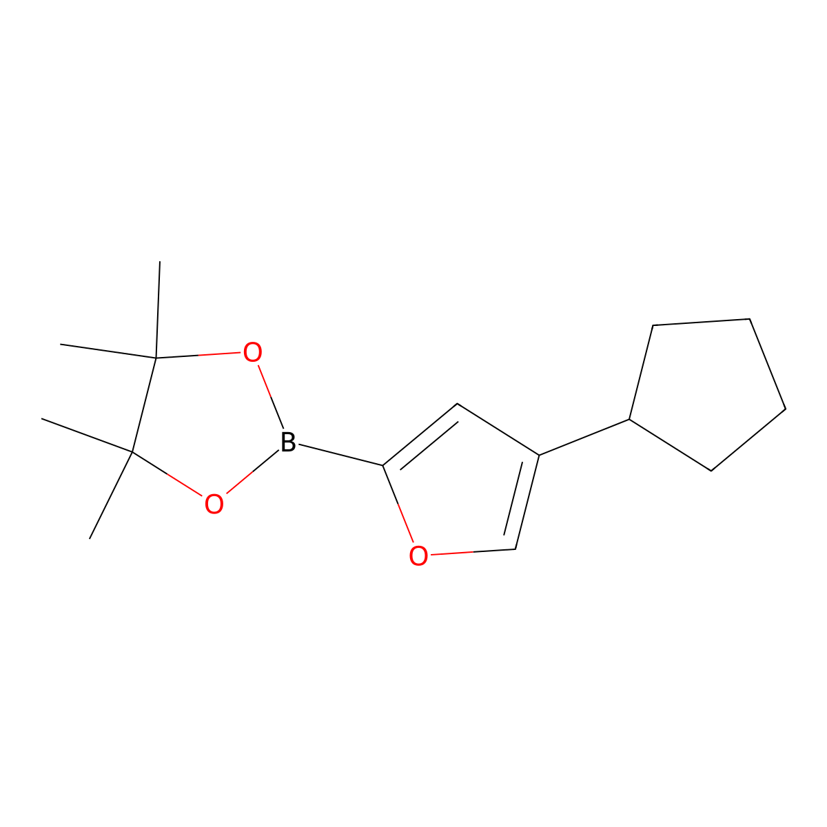 4-(Cyclopentyl)furan-2-boronic acid pinacol ester molecular structure, CAS 2096330-75-3