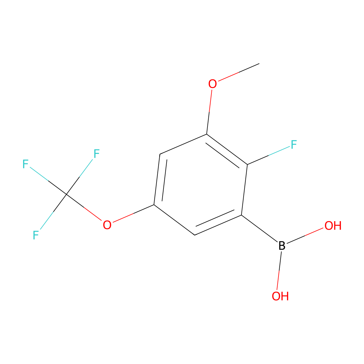 2-Fluoro-3-methoxy-5-(trifluoromethoxy)phenylboronic acid molecular structure, CAS 2096330-80-0