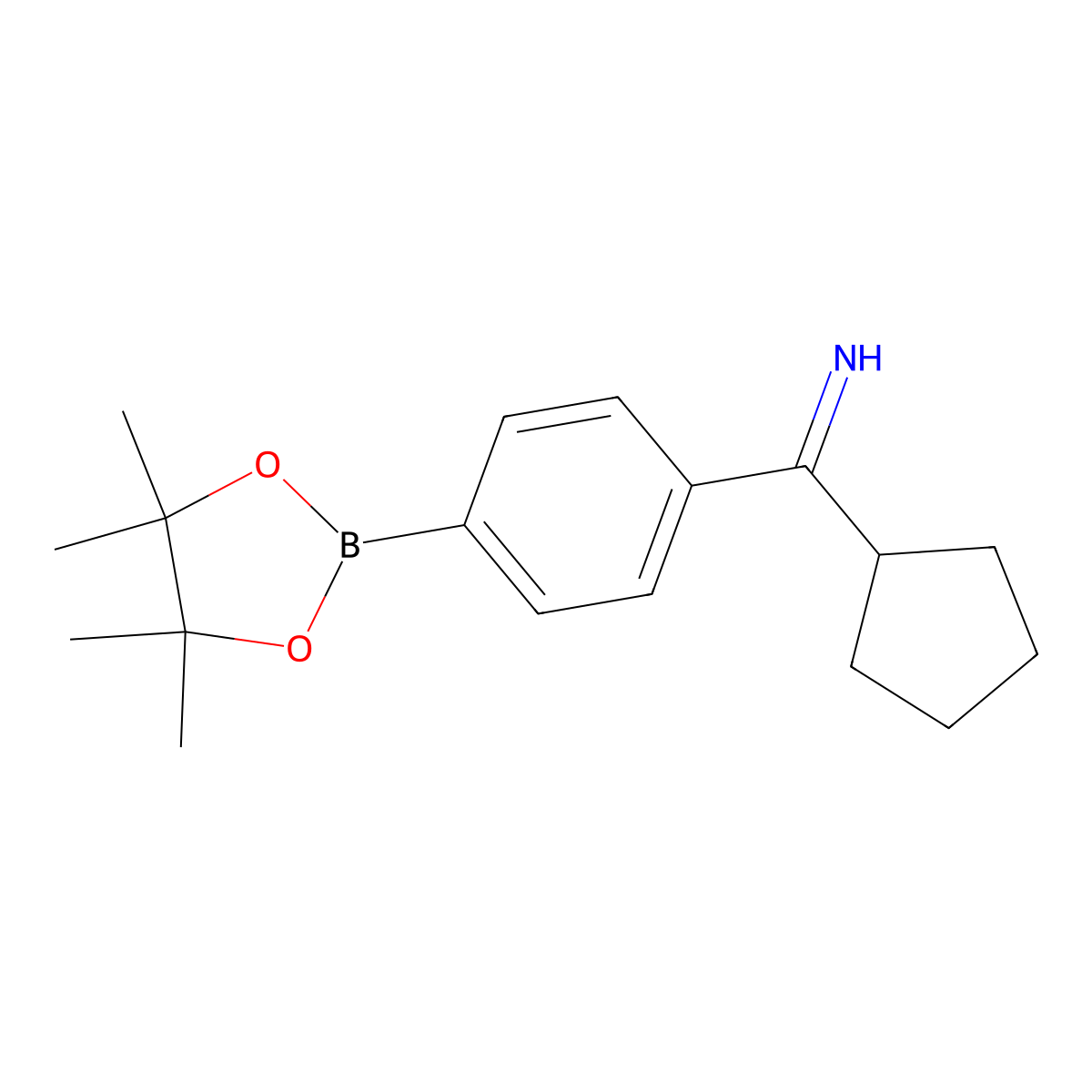 Cyclopentyl(4-(4,4,5,5-tetramethyl-1,3,2-dioxaborolan-2-yl)phenyl)methanimine molecular structure, CAS 2096331-03-0