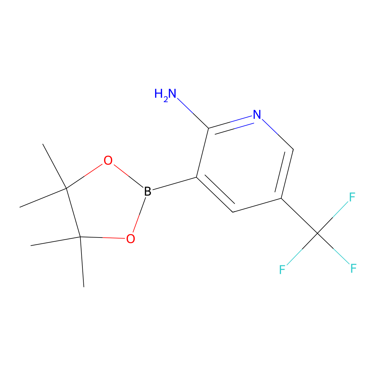 3-(4,4,5,5-Tetramethyl-1,3,2-dioxaborolan-2-yl)-5-(trifluoromethyl)pyridin-2-amine molecular structure, CAS 2096331-04-1
