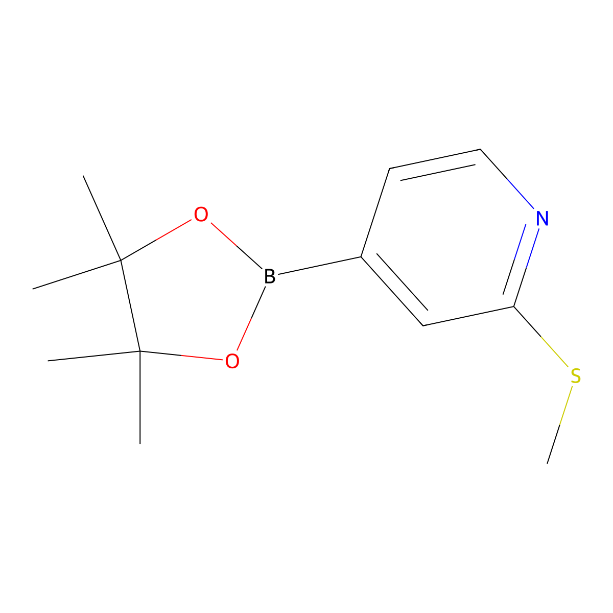 2-(Methylthio)-4-(4,4,5,5-tetramethyl-1,3,2-dioxaborolan-2-YL)pyridine molecular structure, CAS 2096331-09-6