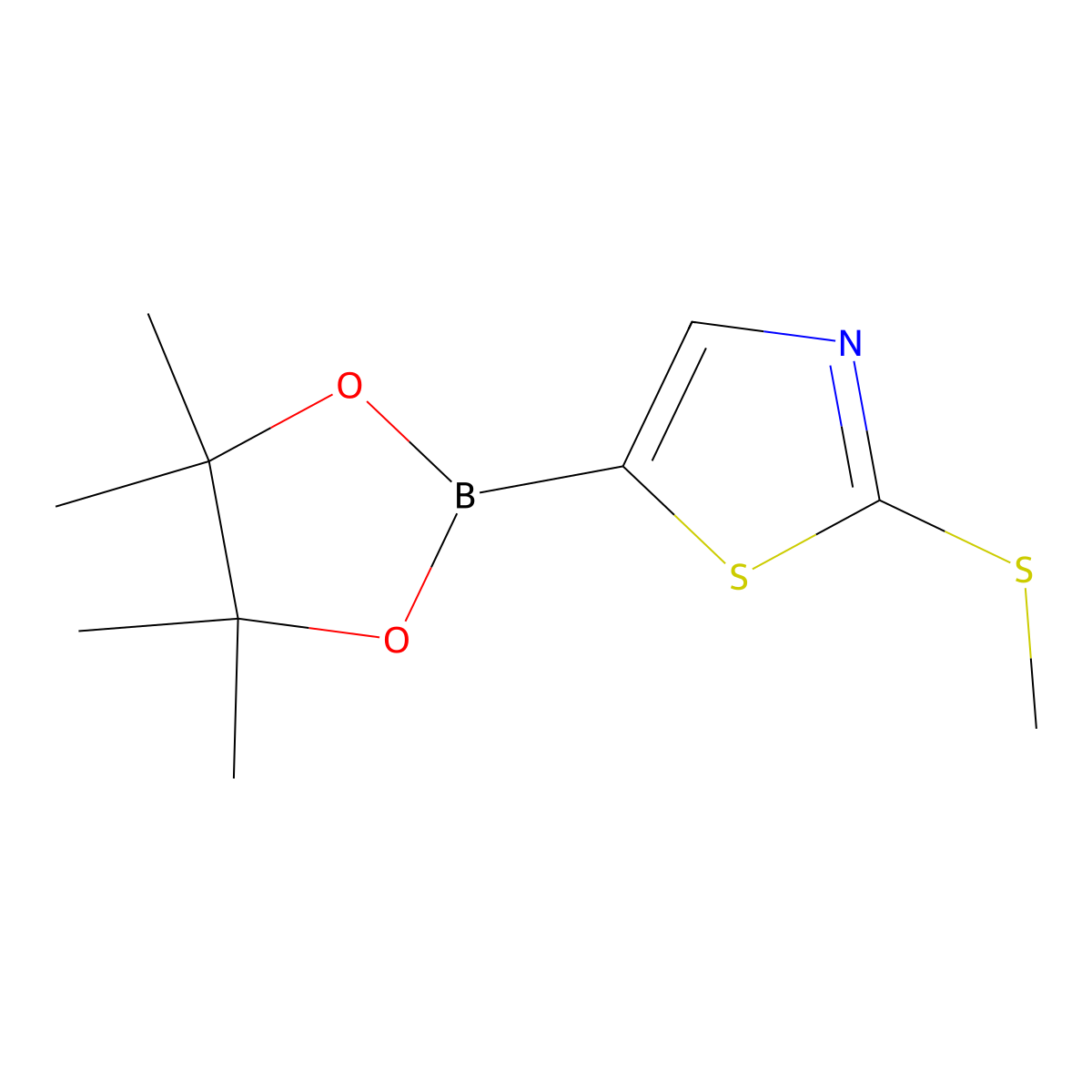 2-(Methylsulfanyl)-5-(4,4,5,5-tetramethyl-1,3,2-dioxaborolan-2-yl)-1,3-thiazole molecular structure, CAS 2096331-12-1