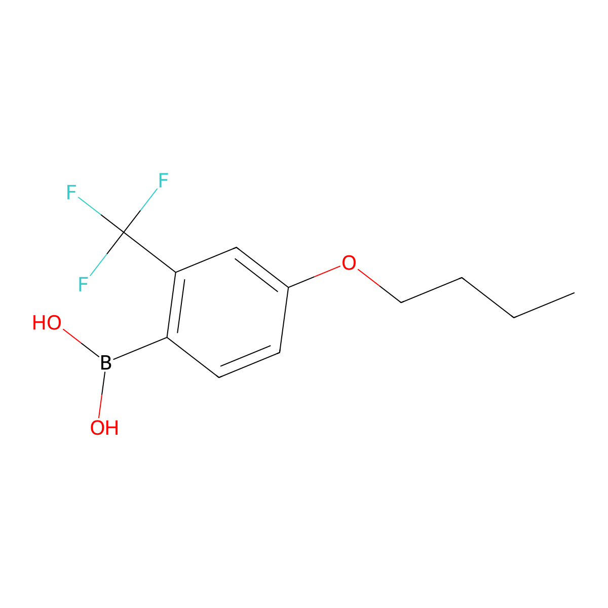 4-Butoxy-2-(trifluoromethyl)phenylboronic acid molecular structure, CAS 2096331-14-3