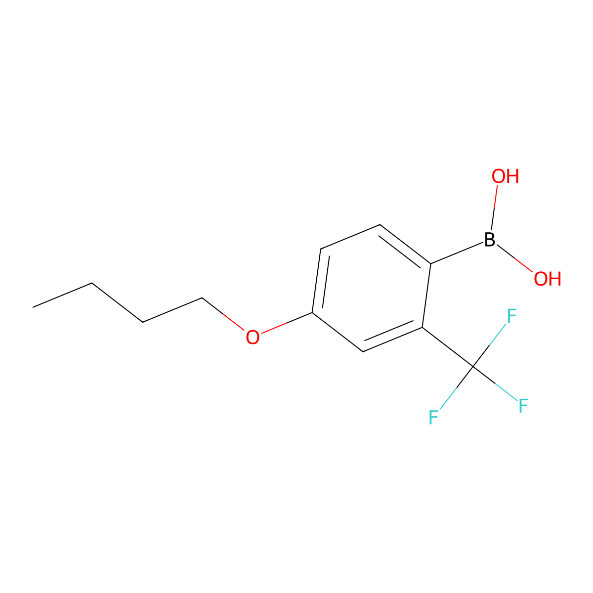 4-Butoxy-2-(trifluoromethyl)phenylboronic acid molecular structure, CAS 2096331-14-3