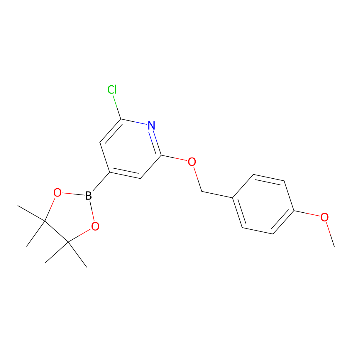 2-Chloro-6-(4-methoxybenzyloxy)pyridine-4-boronic acid, pinacol ester molecular structure, CAS 2096331-22-3