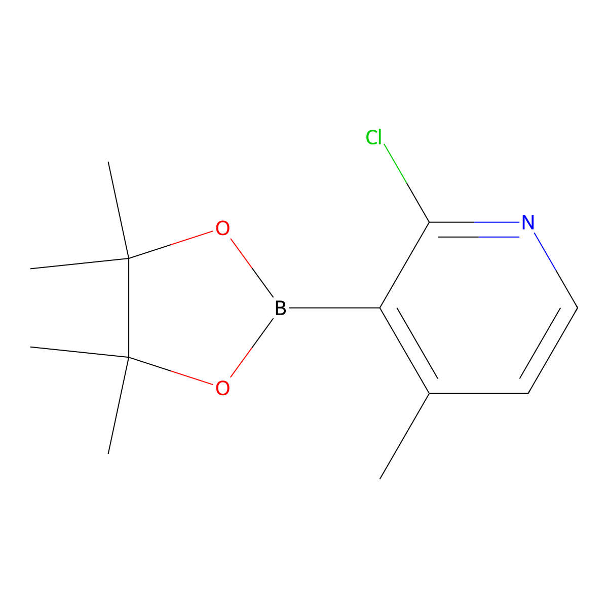 2-Chloro-4-methyl-3-(4,4,5,5-tetramethyl-1,3,2-dioxaborolan-2-YL)pyridine molecular structure, CAS 2096331-26-7