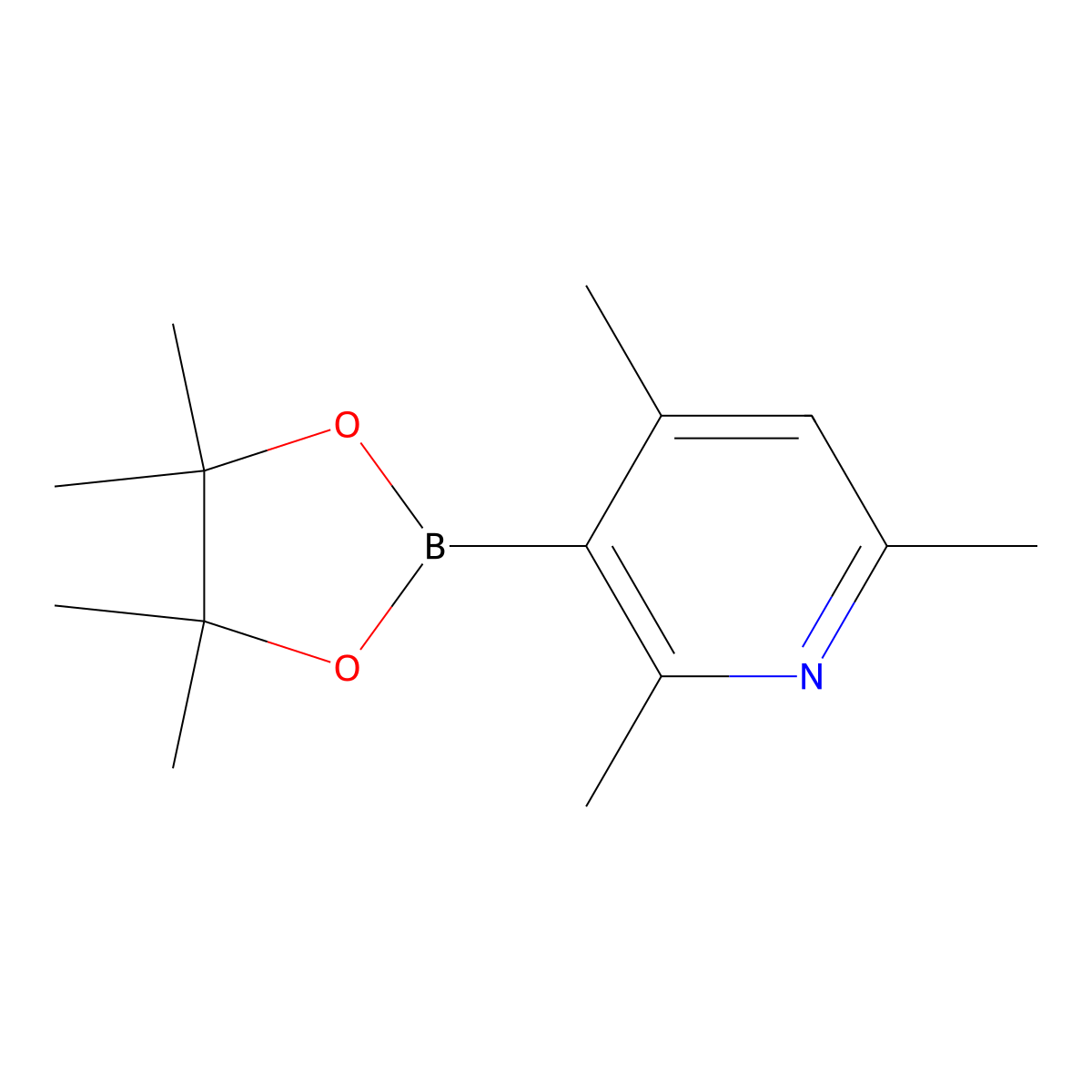 2,4,6-Trimethyl-3-(4,4,5,5-tetramethyl-1,3,2-dioxaborolan-2-yl)pyridine molecular structure, CAS 2096331-29-0