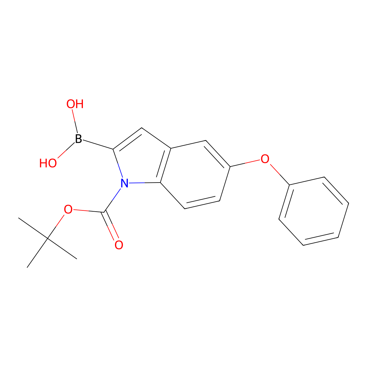 1-(Tert-butoxycarbonyl)-5-phenoxy-1H-indol-2-yl-2-boronic acid molecular structure, CAS 2096331-36-9