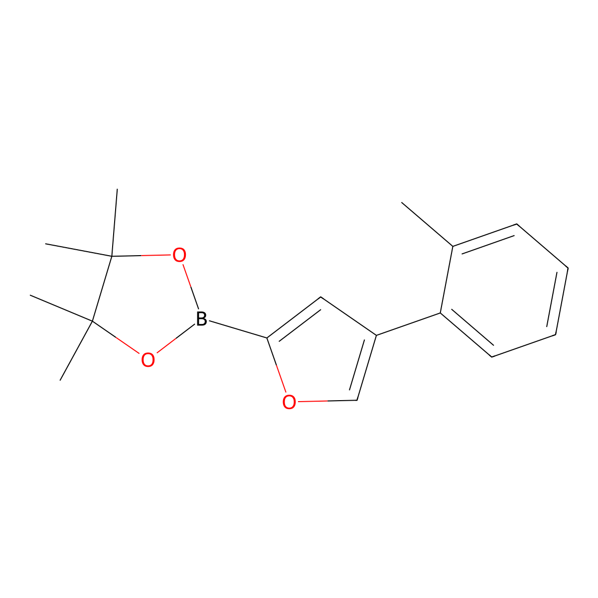 4-(2-Tolyl)furan-2-boronic acid pinacol ester molecular structure, CAS 2096331-39-2