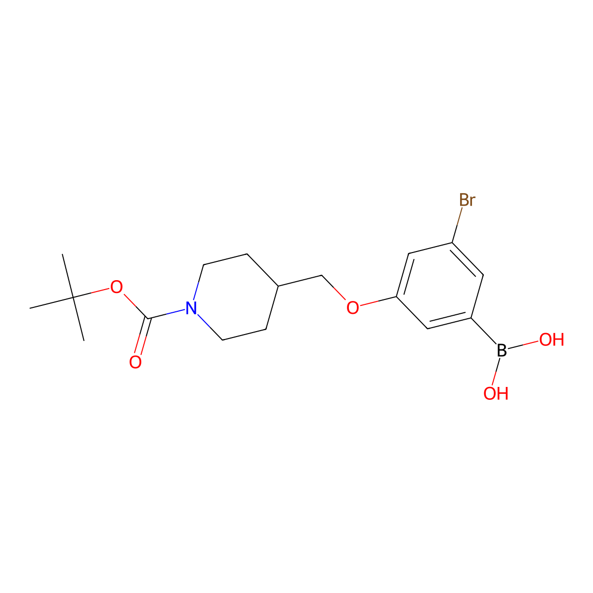 3-Bromo-5-(1-t-BOC-piperidin-4-yl)methoxyphenylboronic acid molecular structure, CAS 2096331-52-9