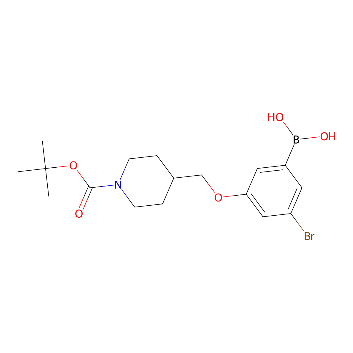 3-Bromo-5-(1-t-BOC-piperidin-4-yl)methoxyphenylboronic acid molecular structure, CAS 2096331-52-9