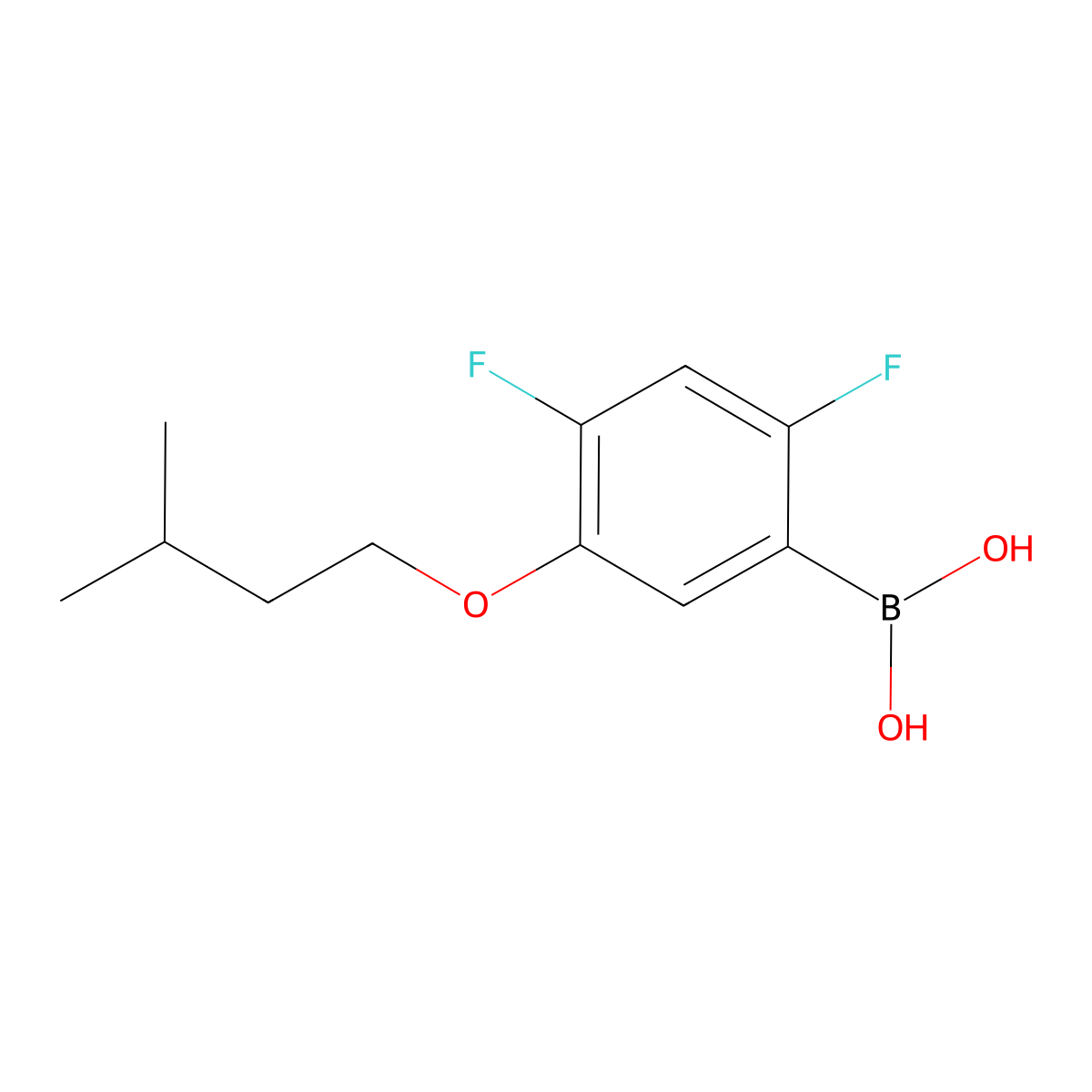 2,4-Difluoro-5-(3-methylbutoxy)phenylboronic acid molecular structure, CAS 2096331-54-1