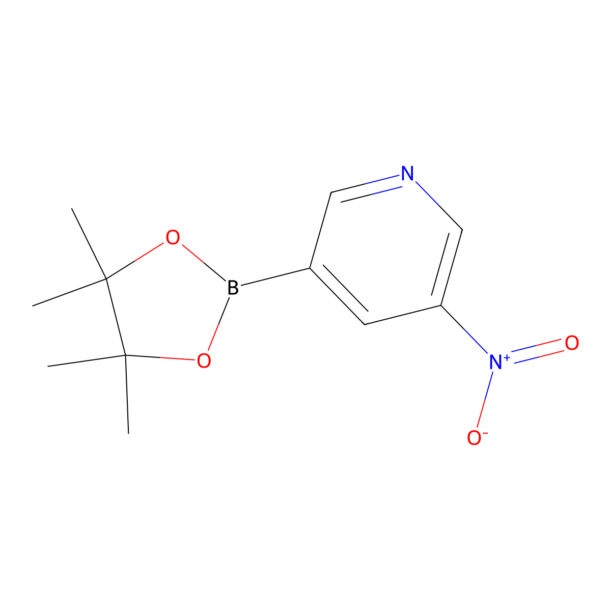 3-Nitro-5-(4,4,5,5-tetramethyl-1,3,2-dioxaborolan-2-yl)pyridine molecular structure, CAS 2096331-60-9