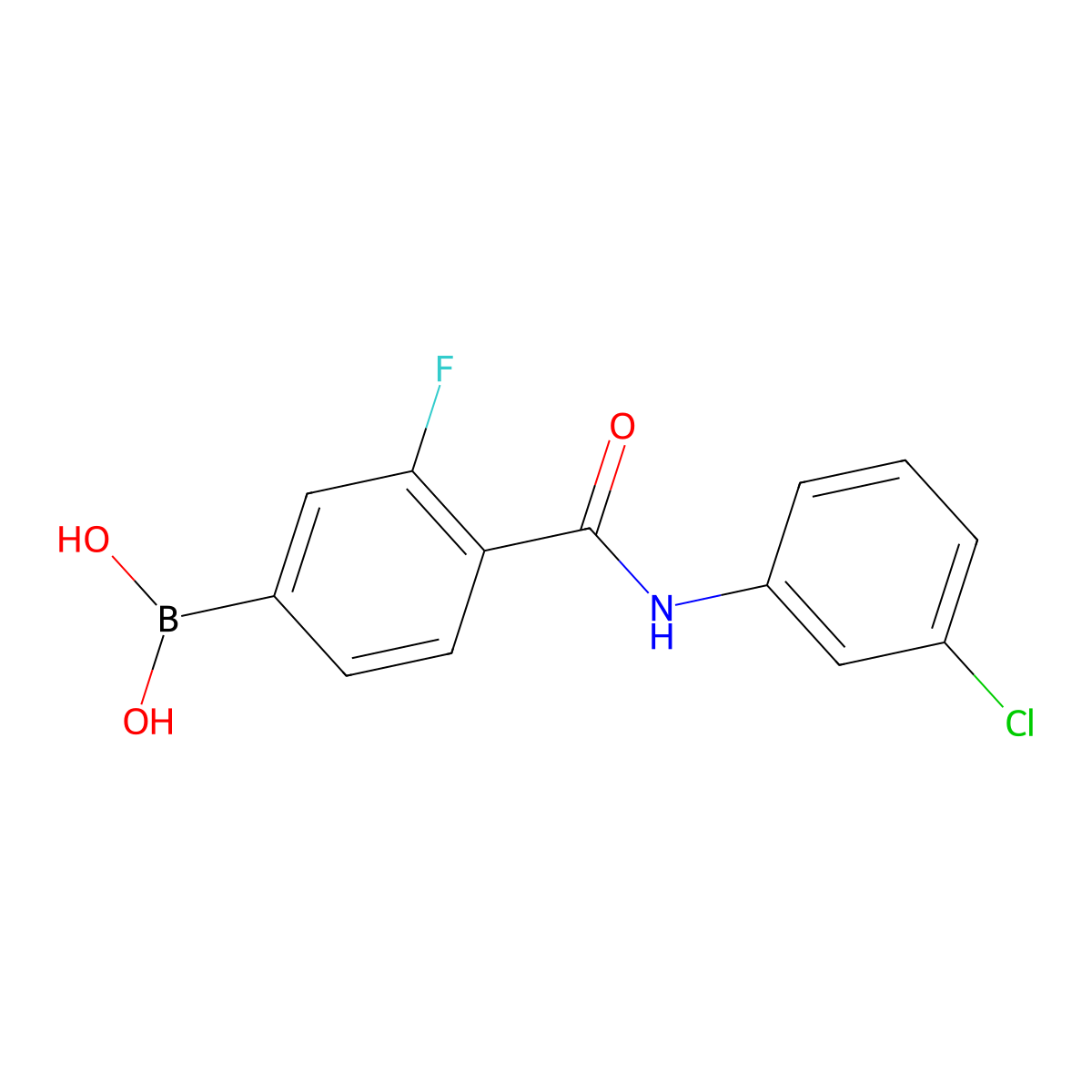 Boronic acid, B-[4-[[(3-chlorophenyl)amino]carbonyl]-3-fluorophenyl]- molecular structure, CAS 2096331-72-3
