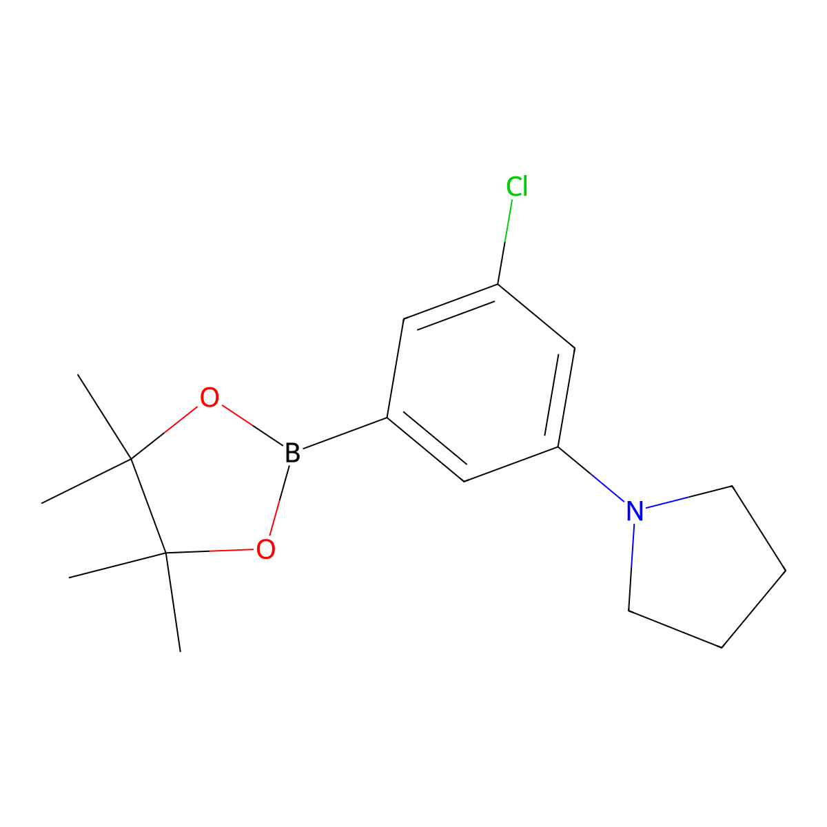 3-Chloro-5-pyrrolidinophenylboronic acid, pinacol ester molecular structure, CAS 2096331-84-7