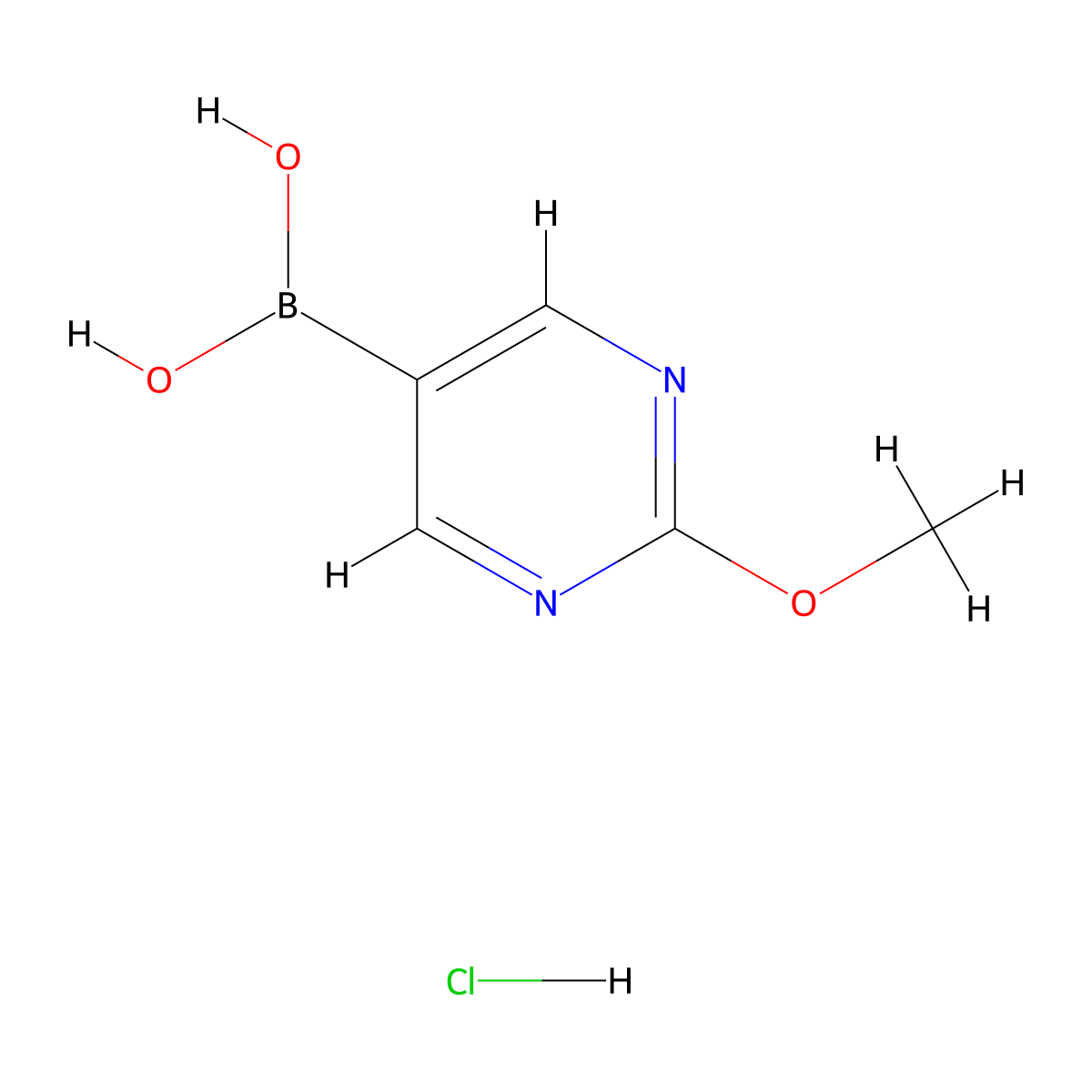 (2-Methoxypyrimidin-5-yl)boronic acid hydrochloride molecular structure, CAS 2096331-88-1