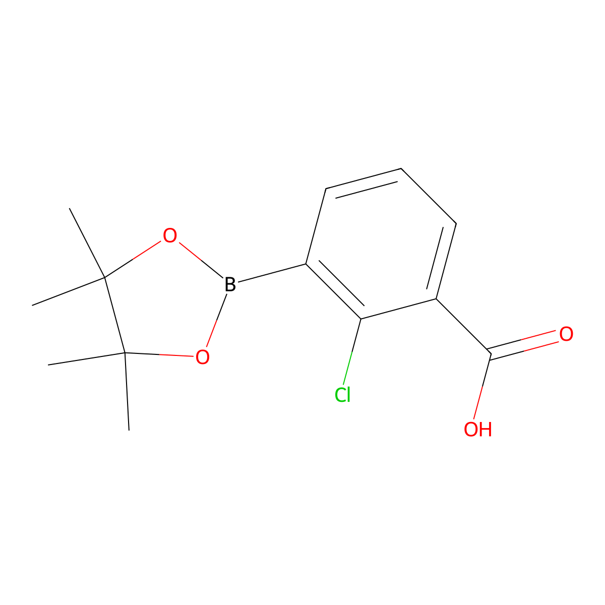 2-Chloro-3-(4,4,5,5-tetramethyl-1,3,2-dioxaborolan-2-yl)benzoic acid molecular structure, CAS 2096331-90-5