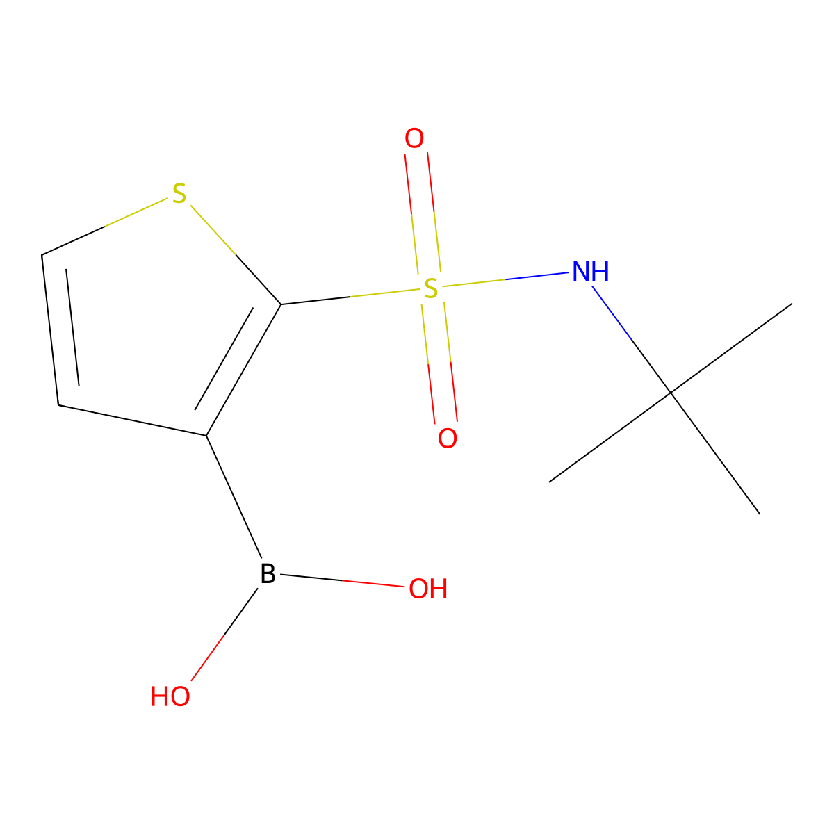 2-(t-Butylsulfamoyl)thiophene-3-boronic acid molecular structure, CAS 2096332-00-0