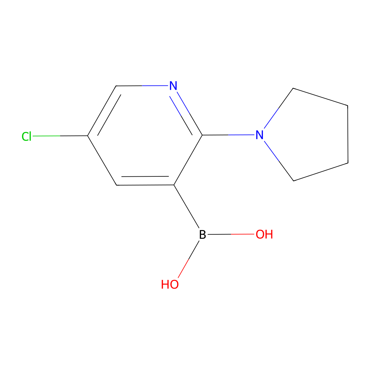 5-Chloro-2-pyrrolidinopyridine-3-boronic acid molecular structure, CAS 2096332-02-2