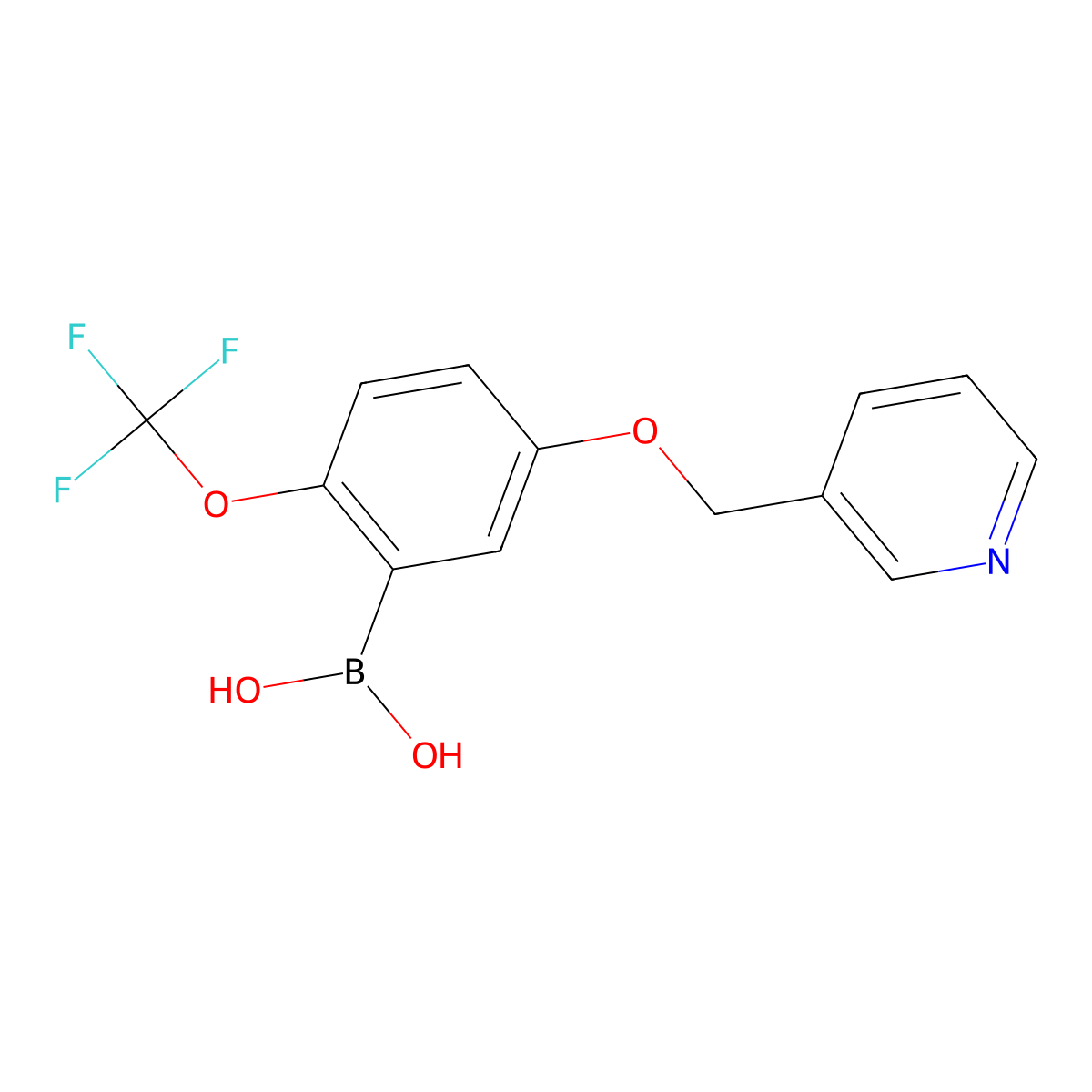 [5-(Pyridin-3-ylmethoxy)-2-(trifluoromethoxy)phenyl]boronic acid molecular structure, CAS 2096332-03-3