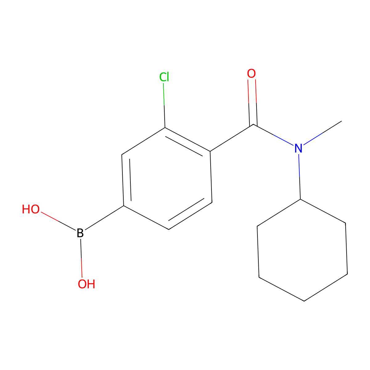 (3-Chloro-4-(cyclohexyl(methyl)carbamoyl)phenyl)boronic acid molecular structure, CAS 2096332-09-9
