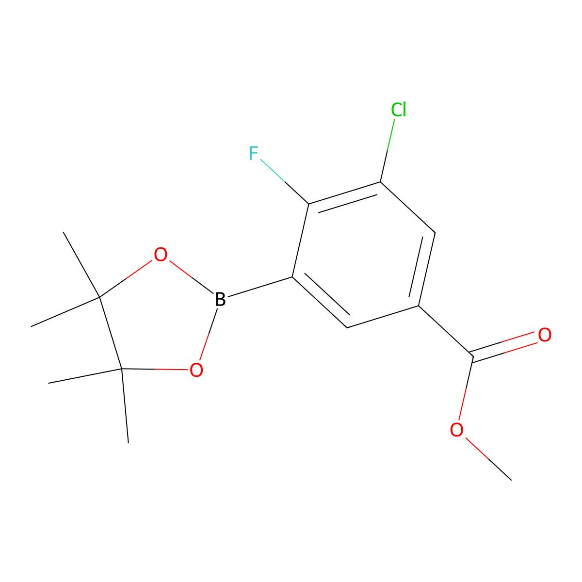 3-Chloro-2-fluoro-5-(methoxycarbonyl)phenylboronic acid, pinacol ester molecular structure, CAS 2096332-12-4